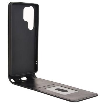Samsung Galaxy S25 Ultra Vertikal Flip Taske med Kortholder - Sort