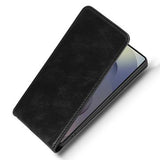 Samsung Galaxy S25 Ultra Vertikal Flip Taske med Kortholder - Sort