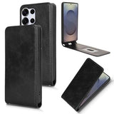 Samsung Galaxy S25 Ultra Vertikal Flip Taske med Kortholder - Sort