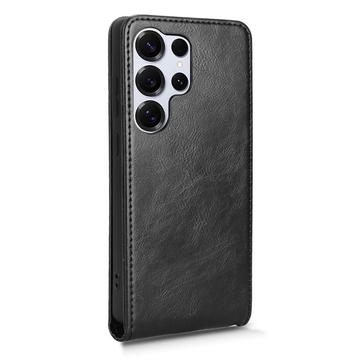 Samsung Galaxy S25 Ultra Vertikal Flip Taske med Kortholder - Sort