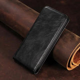 Samsung Galaxy S25 Ultra Vertikal Flip Taske med Kortholder - Sort
