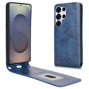 Samsung Galaxy S25 Ultra Vertikal Flip Cover med Kortholder - Mørkeblå