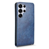 Samsung Galaxy S25 Ultra Vertikal Flip Cover med Kortholder - Mørkeblå