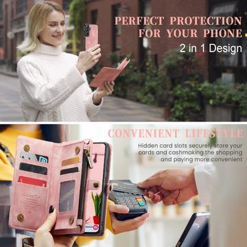 Samsung Galaxy S25+ Caseme 008 2-i-1 Multifunktionel Pung - Pink