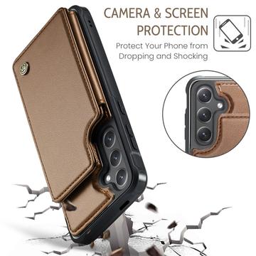 Samsung Galaxy S25+ Caseme C22-etui RFID-kortpung - brun