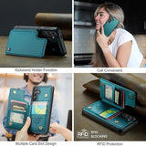 Samsung Galaxy S25+ Caseme C22-etui RFID-kortpung - grøn