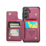 Samsung Galaxy S25+ Caseme C22-etui RFID-kortpung - rød