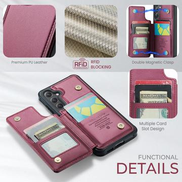 Samsung Galaxy S25+ Caseme C22-etui RFID-kortpung - rød