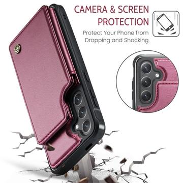 Samsung Galaxy S25+ Caseme C22-etui RFID-kortpung - rød