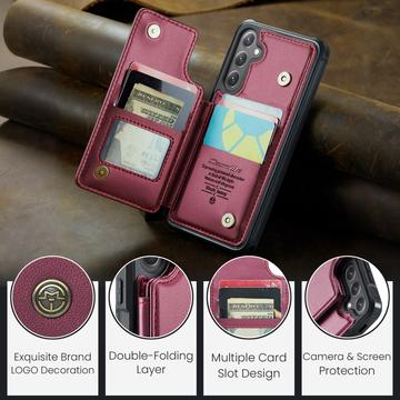 Samsung Galaxy S25+ Caseme C22-etui RFID-kortpung - rød