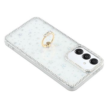 Samsung Galaxy S25+/S24+ CrystalGlow Hybrid Cover med Ringholder - stjerner / gennemsigtig