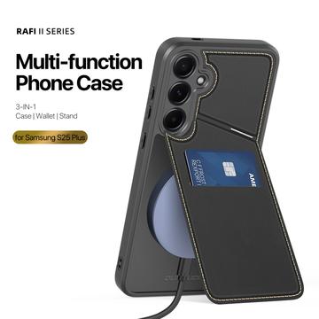 Samsung Galaxy S25+ Dux Ducis Rafi II magnetisk etui med kickstand og kortholdere - Sort