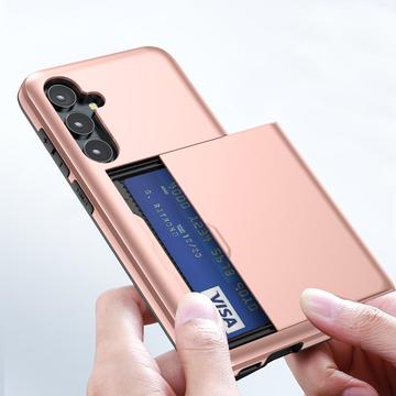 Samsung Galaxy S25+ Hybrid Cover med Glidende Kortslot - Sort