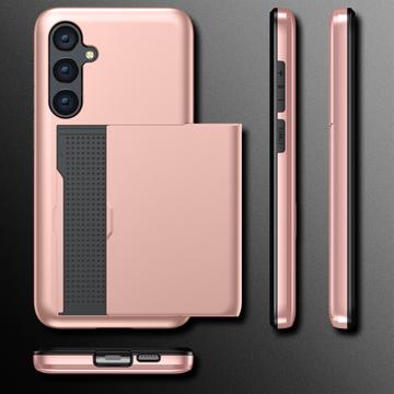 Samsung Galaxy S25+ Hybrid Cover med Glidende Kortslot - Sort