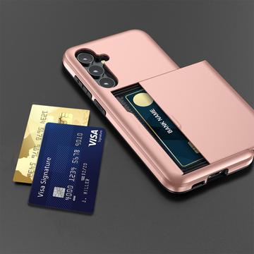 Samsung Galaxy S25+ Hybrid Cover med Glidende Kortslot - Mørkeblå
