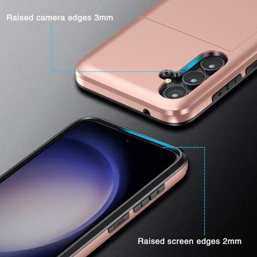 Samsung Galaxy S25+ Hybrid Cover med Glidende Kortslot - Rødguld
