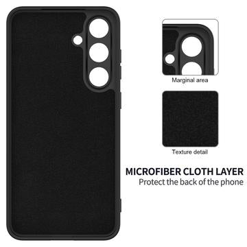 Samsung Galaxy S25+ Flydende silikone cover med håndrem - sort