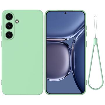 Samsung Galaxy S25+ Flydende silikone cover med håndrem - grøn