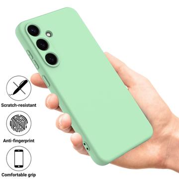 Samsung Galaxy S25+ Flydende silikone cover med håndrem - grøn