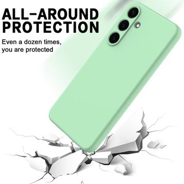 Samsung Galaxy S25+ Flydende silikone cover med håndrem - grøn