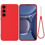 Samsung Galaxy S25+ Flydende silikone cover med håndrem - rød