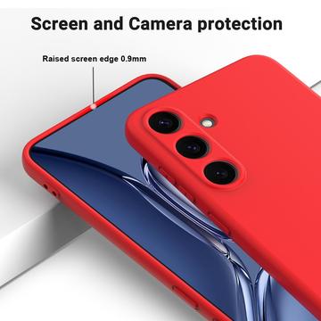 Samsung Galaxy S25+ Flydende silikone cover med håndrem - rød