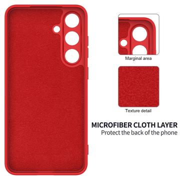 Samsung Galaxy S25+ Flydende silikone cover med håndrem - rød