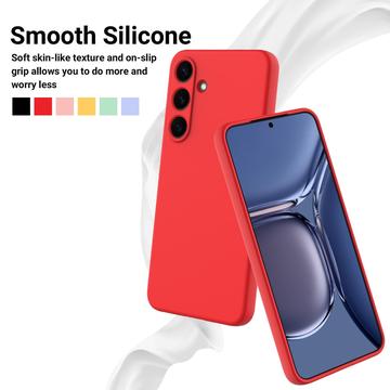 Samsung Galaxy S25+ Flydende silikone cover med håndrem - rød