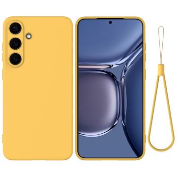 Samsung Galaxy S25+ Flydende silikone cover med håndrem - gul
