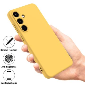 Samsung Galaxy S25+ Flydende silikone cover med håndrem - gul