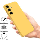 Samsung Galaxy S25+ Flydende silikone cover med håndrem - gul
