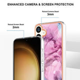 Samsung Galaxy S25+ Marmormønster Galvaniseret IMD TPU Cover - Blå / Pink