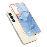 Samsung Galaxy S25+ Marmormønster Galvaniseret IMD TPU Cover - Blå