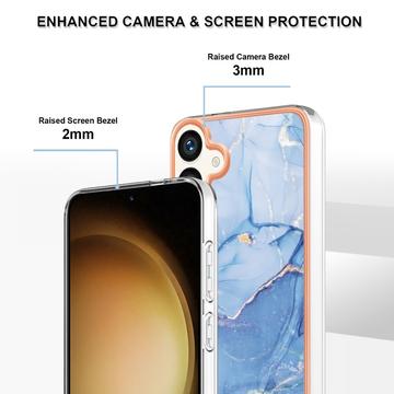 Samsung Galaxy S25+ Marmormønster Galvaniseret IMD TPU Cover - Blå