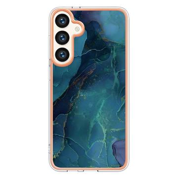 Samsung Galaxy S25+ Marmormønster Galvaniseret IMD TPU Cover - Grøn