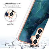 Samsung Galaxy S25+ Marmormønster Galvaniseret IMD TPU Cover - Grøn