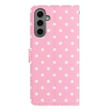 Samsung Galaxy S25+ Pung Etui med Prikket Mønster - Pink