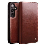 Samsung Galaxy S25+ Qialino Classic Læderpung - Mørkebrun