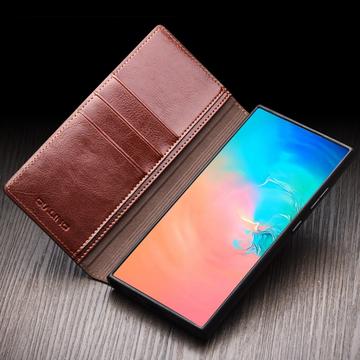 Samsung Galaxy S25+ Qialino Classic Læderpung - Mørkebrun