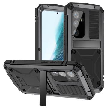 Samsung Galaxy S25+ R-Just Premium cover med kickstand og skærmbeskytter i hærdet glas - Sort