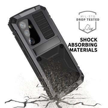 Samsung Galaxy S25+ R-Just Premium cover med kickstand og skærmbeskytter i hærdet glas - Sort