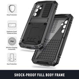 Samsung Galaxy S25+ R-Just Premium cover med kickstand og skærmbeskytter i hærdet glas - Sort