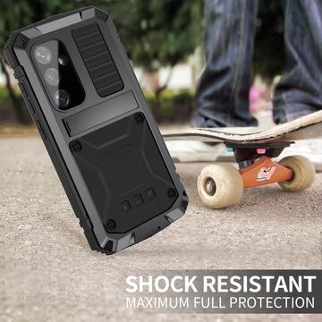 Samsung Galaxy S25+ R-Just Premium cover med kickstand og skærmbeskytter i hærdet glas - Sort
