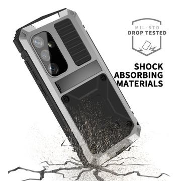 Samsung Galaxy S25+ R-Just Premium cover med kickstand og skærmbeskytter i hærdet glas - Sølv
