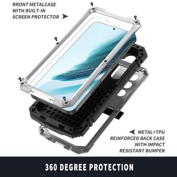 Samsung Galaxy S25+ R-Just Premium cover med kickstand og skærmbeskytter i hærdet glas - Sølv