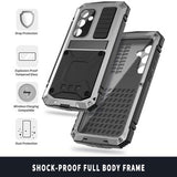 Samsung Galaxy S25+ R-Just Premium cover med kickstand og skærmbeskytter i hærdet glas - Sølv