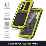 Samsung Galaxy S25+ R-Just Premium cover med kickstand og skærmbeskytter i hærdet glas - Gul
