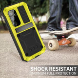 Samsung Galaxy S25+ R-Just Premium cover med kickstand og skærmbeskytter i hærdet glas - Gul