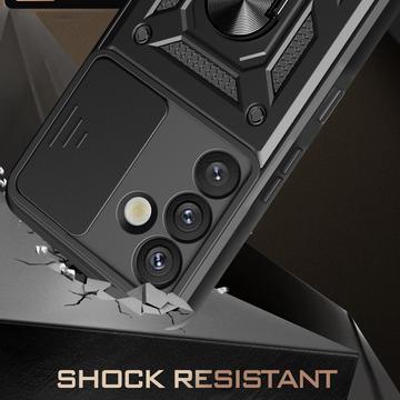 Samsung Galaxy S25+ Roterende Ring Hybrid Cover med Kameraskjold - Blå