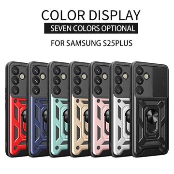 Samsung Galaxy S25+ Roterende Ring Hybrid Cover med Kameraskjold - Blå